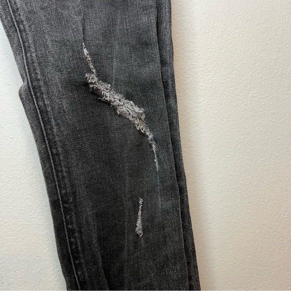 Rag & Bone Women's 26 Mid Rise Skinny Distressed Moto Jeans Black Side Zipper - Picture 4 of 10